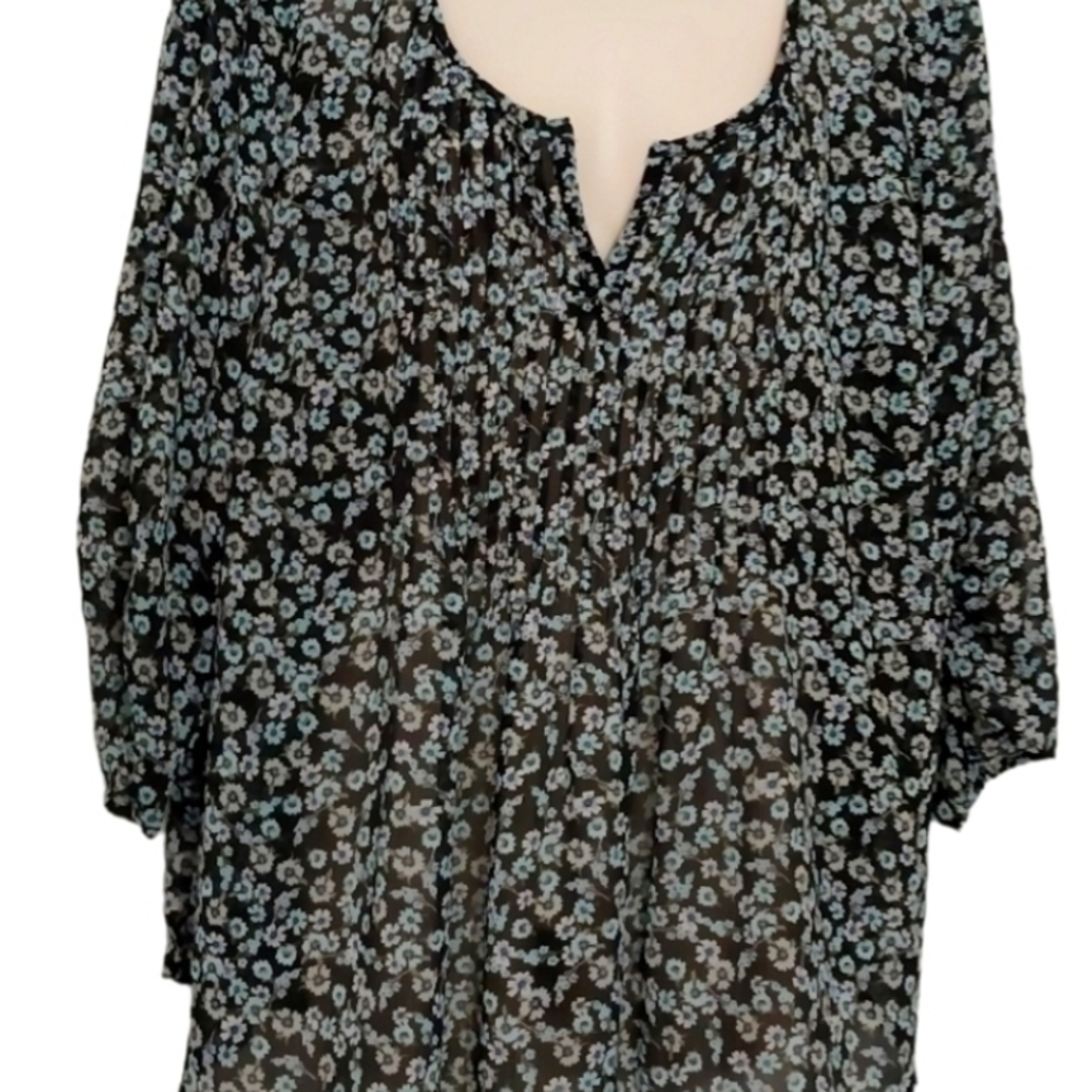 Floral Black and Blue Women's Top